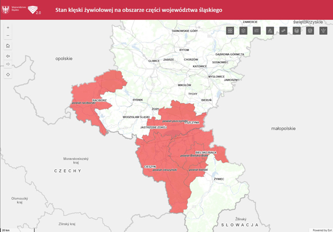 Stan klęski żywiołowej na obszarze części województwa śląskiego